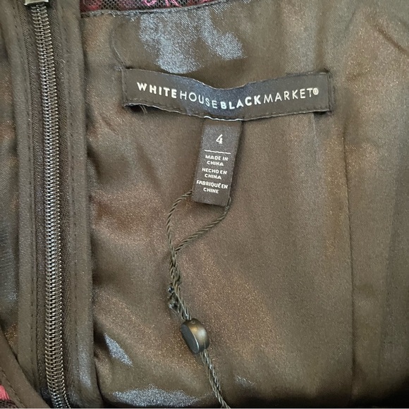 White House Black Market Black Mesh Aline Dress with Floral Appliqués 4 - Picture 9 of 11